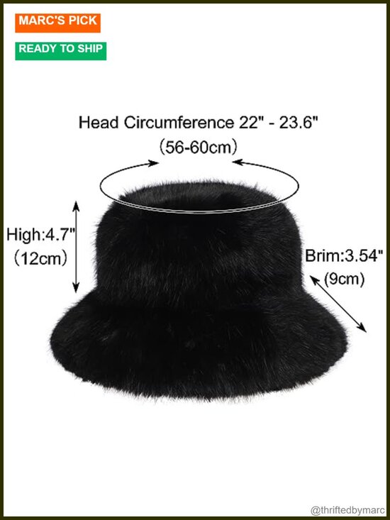 Womens Faux Fur Bucket Hat Fluffy Winter Wide Brim Fisherman Cap main image 5